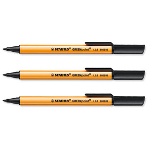 Stabilo GREENPoint Sign Pen Recycled 1.1mm Tip 0.8mm Line Black Ref 6088-46 [Pack 10]