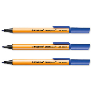 Stabilo GREENPoint Sign Pen Recycled 1.1mm Tip 0.8mm Line Blue Ref 6088-41 [Pack 10]