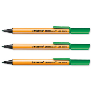 Stabilo GREENPoint Sign Pen Recycled 1.1mm Tip 0.8mm Line Green Ref 6088-36 [Pack 10]