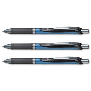 Pentel Energel Xm Gel Rollerball Retractable Pen 0.5mm Tip 0.25mm Line Black Ref BLN75-A [Pack 12]