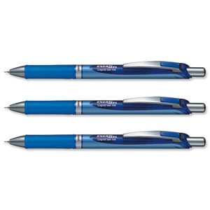 Pentel Energel Xm Gel Rollerball Retractable Pen 0.5mm Tip 0.25mm Line Blue Ref BLN75-C [Pack 12]