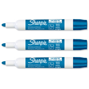 Paper Mate Whiteboard Marker Drywipe Low Odour Bullet Tip 2mm Line Blue Ref S0743901 [Pack 12]