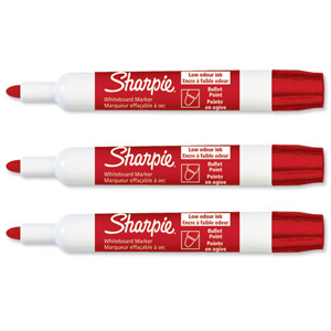 Paper Mate Whiteboard Marker Drywipe Low Odour Bullet Tip 2mm Line Red Ref S0743891 [Pack 12]