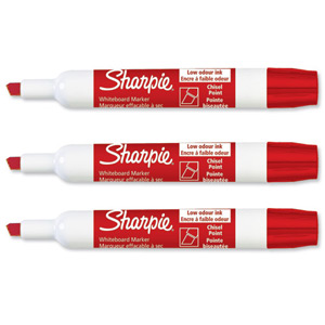 Paper Mate Whiteboard Marker Drywipe Low Odour Chisel Tip 2-5mm Line Red Ref S0743931 [Pack 12]