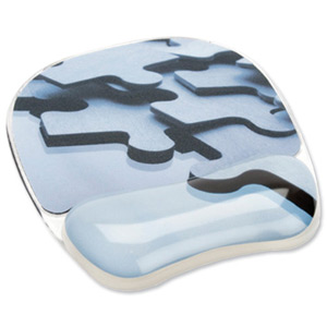 Fellowes Mouse Pad with Gel Wrist Rest Support Jigsaw Photo Ref 9203801
