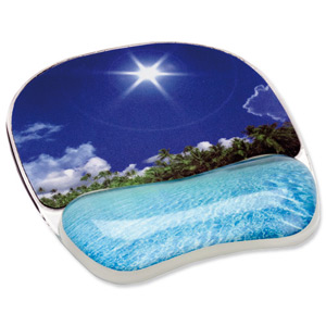 Fellowes Mouse Pad with Gel Wrist Rest Support Tropical Photo Ref 9202601