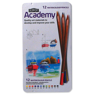 Derwent Academy Watercolour Pencils High-quality Pigments Assorted Ref 2301941 [Pack 12]
