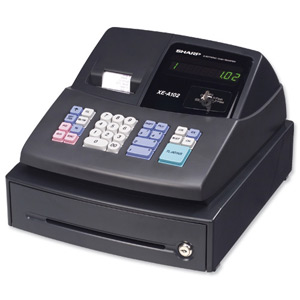Sharp XEA102B Cash Register Currency Conversion 80 PLU Codes 4 Tax Rates Black Ref XE-A102B
