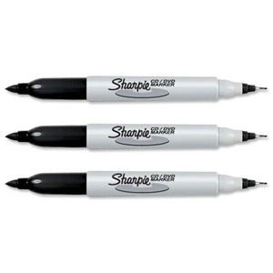 Sharpie CD-DVD Marker Twin Tip Lines 1mm and 0.5mm Black Ref S0921670 [Pack 12]