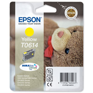 Epson T0614 Inkjet Cartridge Teddybear Page Life 250-420pp Yellow Ref C13T06144010