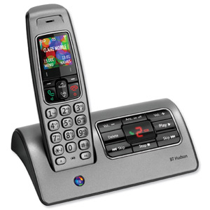 BT Hudson 1500 Single Telephone DECT 100-entry Directory TAM 12min 1 Handset Ref 048275
