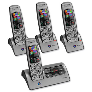 BT Hudson 1500 Plus Quad Telephone DECT 100-entry Directory TAM 12min 4 Handsets Ref 057904