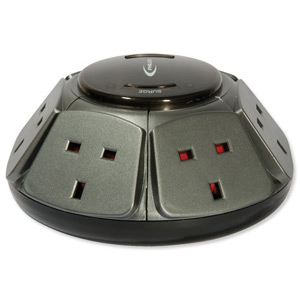 Philex Surge Protection Extension Socket Power Dome 6-Way 6500 Max.Amps 1m Black Ref 76920R