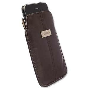 Krusell Luna Slim Mobile Phone Pouch Detachable Metal Ring Large Brown Ref SPKCLLBR