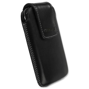 Krusell Vinga Mobile Phone Pouch Medium Magnetic Lock Pull Strap Hand Moulded Leather Black Ref SPKCVMBL