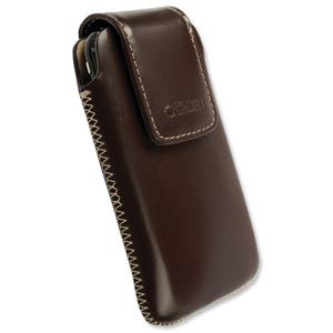 Krusell Vinga Mobile Phone Pouch Medium Magnetic Lock Pull Strap Hand Moulded Leather Brown Ref SPKCVMPB