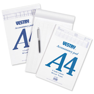 Vestry Accountants Pad 6 Cash Column 80 Leaf A4 Ref CV2085
