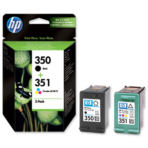 Hewlett Packard [HP] No. 350 & No. 351 Inkjet Cartridge Combo Pack 200pp Black and Colour Ref SD412EE Ident: 812G