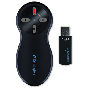 Kensington Remote Control for Presentations Wireless 1GB Memory USB Receiver Range 10m Ref K72336EU