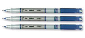 Stabilo Sensor 189 Fineliner Pen Water-based Ink 0.8 Tip 0.3mm Line Blue Ref 189/41 [Pack 10]
