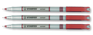 Stabilo Sensor 189 Fineliner Pen Water-based Ink 0.8 Tip 0.3mm Line Red Ref 189/40 [Pack 10]