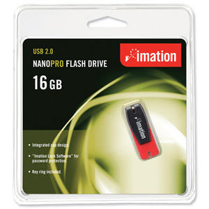 Imation Nano Pro Flash Drive USB 2.0 for MacOS9 or Windows 10000 Write Cycles 16GB Ref i24247
