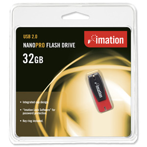 Imation Nano Pro Flash Drive USB 2.0 for MacOS9 or Windows 10000 Write Cycles 32GB Ref i24248