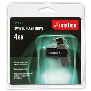 Imation Swivel Flash Drive with Lanyard USB 2.0 Password-protection for MacOS9 or Windows 4GB Ref i21555