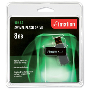 Imation Swivel Flash Drive with Lanyard USB 2.0 Password-protection for MacOS9 or Windows 8GB Ref i23415