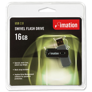 Imation Swivel Flash Drive with Lanyard USB 2.0 Password-protection for MacOS9 or Windows 16GB Ref i23963