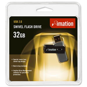 Imation Swivel Flash Drive with Lanyard USB 2.0 Password-protection for MacOS9 or Windows 32GB Ref i24714