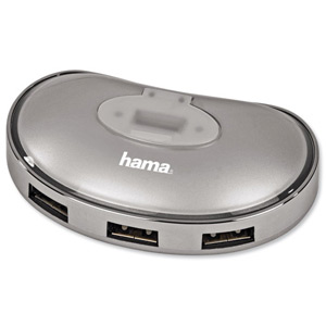 Hama USB 4 Port Docking Hub USB 2.0 Silver Ref 78484