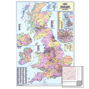 Map Marketing Counties Districts Unitary Authorities Map Framed 12.5 Miles/inch W866xH1236mm Ref FRAMBIC