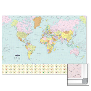 Map Marketing World Political Map Framed W1200xH830mm Ref FRAMBEX