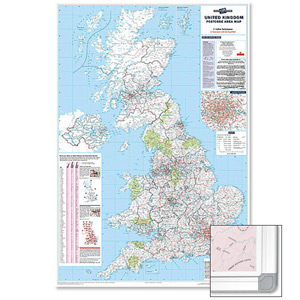 Map Marketing Postcode Areas Map Framed 12.5 Miles/inch Scale W866xH1236mm Ref FRAMBIPA