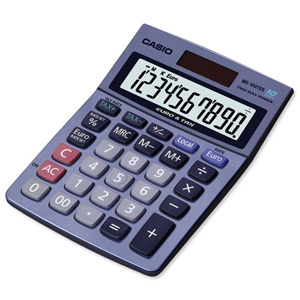 Casio MS100TER Desktop Calculator Battery/Solar Power 10 Digit Tax Key Ref MS100TER