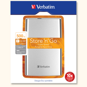 Verbatim Portable Hard Drive 2.5inch USB 3.0 Backup Software 480 Mb/s 500GB Ref 53021