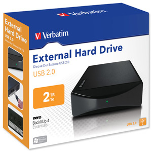 Verbatim Hard Drive External USB 2.0 with Backup Software for MacOSX10.1 and Windows 2TB Ref 47514
