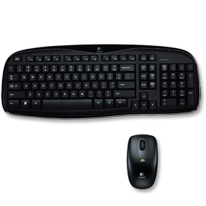 Logitech MK250 Cordless Desktop UK Keyboard Compact 2.4GHz Contoured Mouse Black Ref 920-002661/635