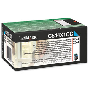 Lexmark Laser Toner Cartridge High Yield Page Life 4000pp Cyan Ref C544X1CG