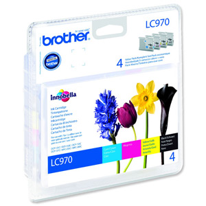 Brother Inkjet Cartridge Value Pack Page Life 1250pp 4 Colour Ref LC970VALBP [Pack 4]