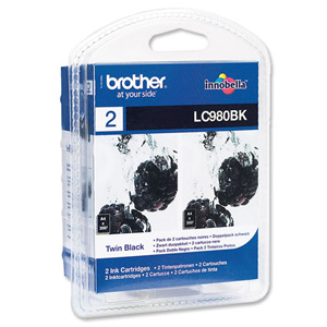 Brother Inkjet Cartridge Page Life 600pp Black Ref LC980BKBP2 [Pack 2] Ident: 695A