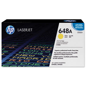 Hewlett Packard [HP] No. 648A Laser Toner Cartridge Page Life 11000pp Yellow Ref CE262A Ident: 818I