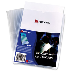 Rexel Card Holder Polypropylene Wipe-clean Top-opening A4 Ref 12092 [Pack 25]