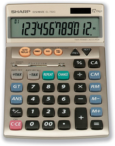 Sharp Calculator Tax Desktop Tax Battery/Solar-power 12 Digit 106x177x19mm Ref EL792C