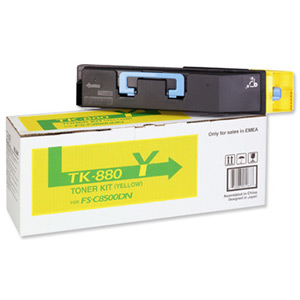 Kyocera TK-880Y Laser Toner Cartridge Page Life 18000pp Yellow Ref 1T02KAANL0