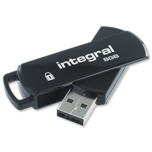 Integral 360 Secure USB Drive Rotating-socket Capless ID System 256-bit 8GB Black Ref INFD8GB360SEC