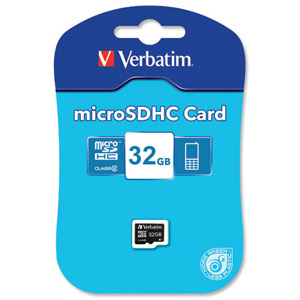 Verbatim Micro SDHC Media Memory Card Low Power Consumption Class 2 32 GB Ref TBC1