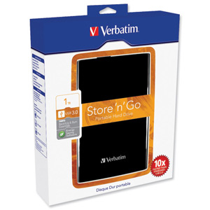 Verbatim Store n Go Portable Hard Drive USB 3.0 Backup Software 1TB Black Ref 53018