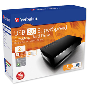 Verbatim SuperSpeed Desktop Hard Drive and Adaptor Kit USB 3.0 Backup Software 2TB Ref 47659